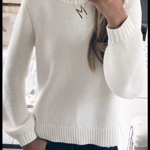 White textured sweater